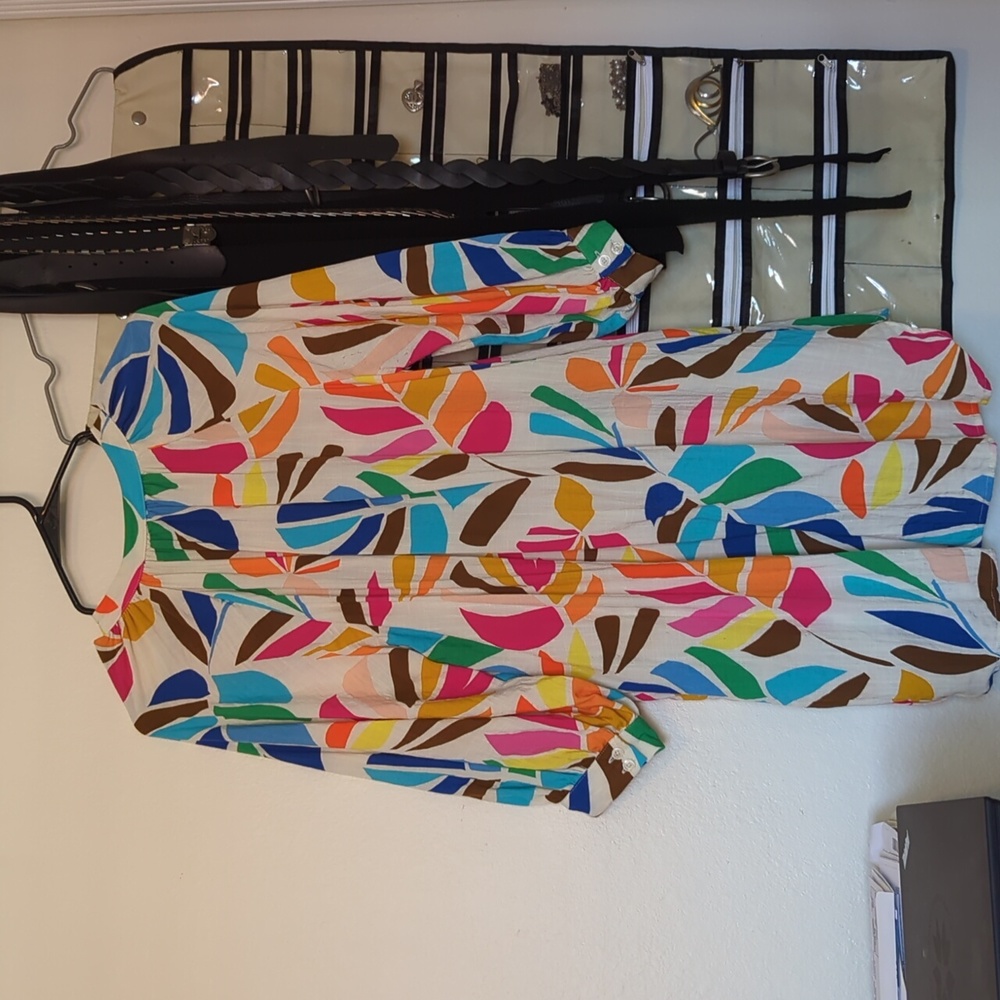 Rainbow Tabitha Brown Button-Up Multicolored Tuni… - image 4